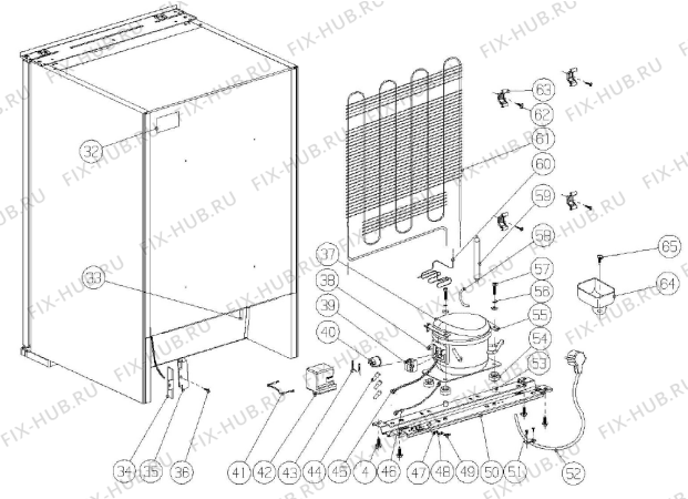 Взрыв-схема холодильника Upo R85   -130L white (200131, RS-17DL4SA) - Схема узла 02