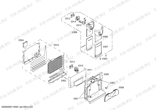 Взрыв-схема холодильника Bosch KGU34131 - Схема узла 03