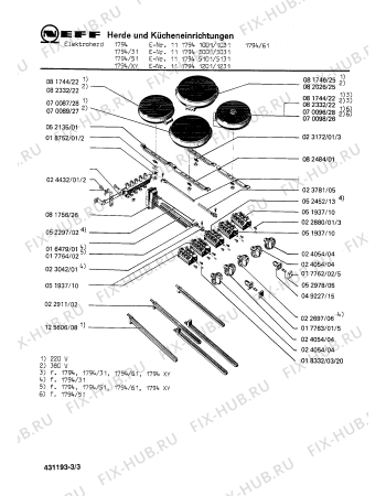 Взрыв-схема плиты (духовки) Neff 1117945101 1794/51 - Схема узла 03