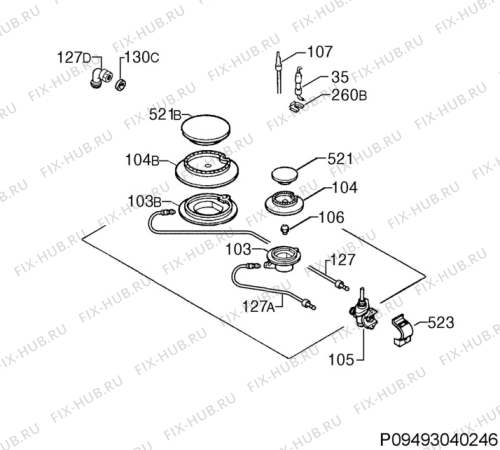 Взрыв-схема плиты (духовки) Electrolux EHG30230X - Схема узла Functional parts 267