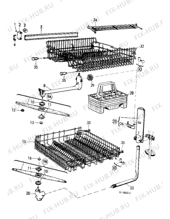 Взрыв-схема посудомоечной машины Electrolux BW306 - Схема узла Baskets, tubes 061