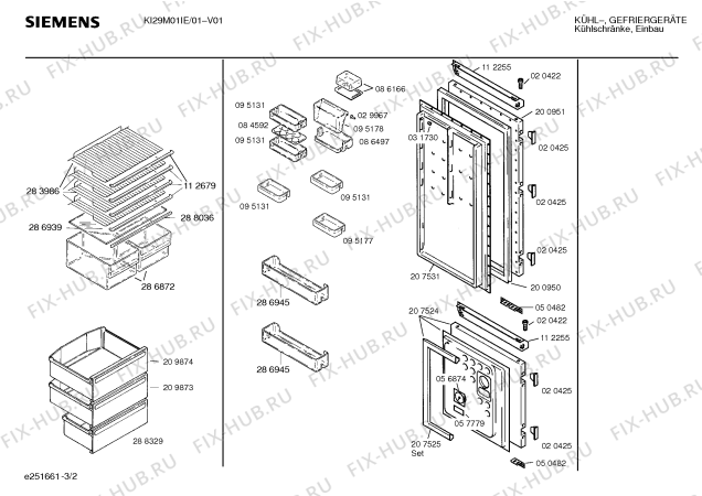 Взрыв-схема холодильника Siemens KI29M01IE - Схема узла 02