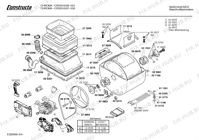 Схема №4 CR52510 CHROMA с изображением Панель для стиралки Bosch 00282622