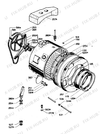 Взрыв-схема стиральной машины Electrolux WH522 - Схема узла Tub and drum