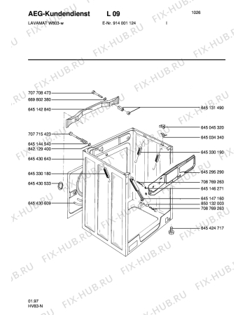 Взрыв-схема стиральной машины Aeg LAVW803-W I - Схема узла Housing 001