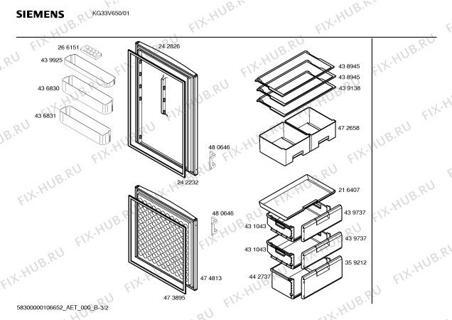 Взрыв-схема холодильника Siemens KG33V650 - Схема узла 02