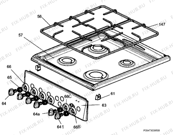 Взрыв-схема плиты (духовки) Electrolux EKG511100W - Схема узла Section 4