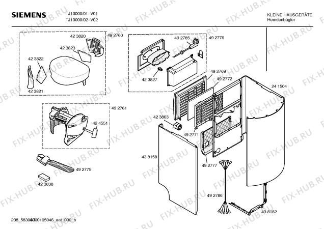 Схема №1 TJ10000 dressman с изображением Розетка для электропарогенератора Siemens 00423863