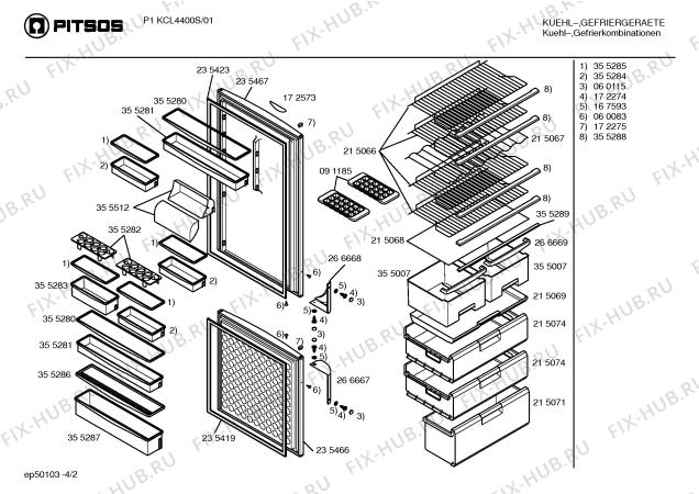 Схема №2 P1KCL4000S с изображением Емкость для заморозки для холодильной камеры Bosch 00215071