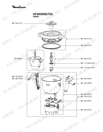 Схема №5 FE800A38/701 с изображением Часть корпуса для кухонного измельчителя Moulinex MS-4A19131