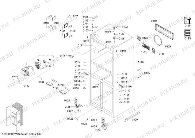 Схема №4 KM40FSB20R Siemens с изображением Уплотнение крышки для холодильной камеры Siemens 00625333