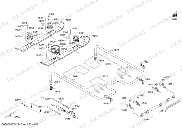 Взрыв-схема плиты (духовки) Bosch HGL128I20R - Схема узла 06