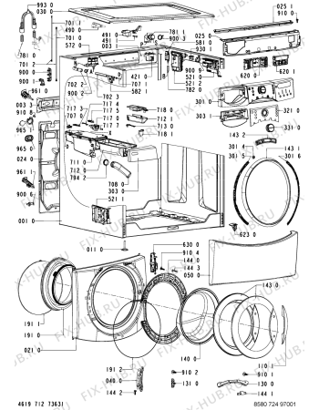 Схема №2 727 WT/CR с изображением Электропроводка для стиралки Whirlpool 481232178393