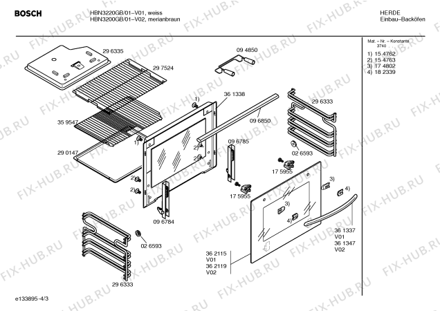 Схема №3 HBN3220GB с изображением Фронтальное стекло для электропечи Bosch 00362115