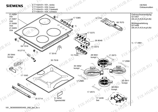 Схема №1 EE214105 с изображением Энергорегулятор для плиты (духовки) Bosch 00157539