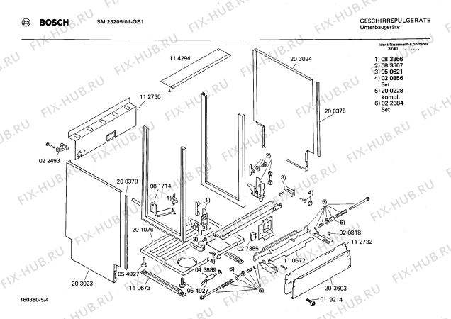 Схема №4 SMI4322G с изображением Корпусная деталь Bosch 00203121