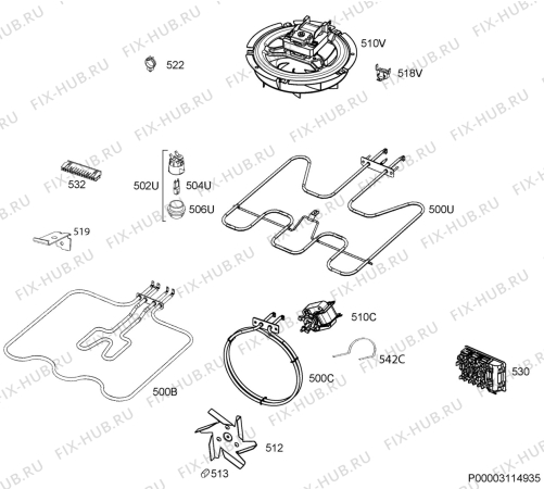 Взрыв-схема плиты (духовки) Juno JH094C7 - Схема узла Electrical equipment