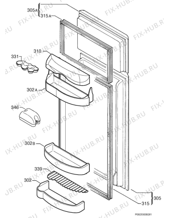 Взрыв-схема холодильника Privileg 004154_8073 - Схема узла Door 003