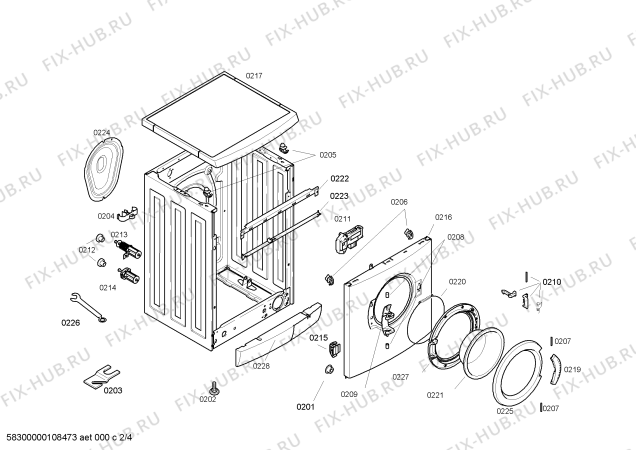 Взрыв-схема стиральной машины Bosch WFO2855FG Maxx WFO 2855 - Схема узла 02