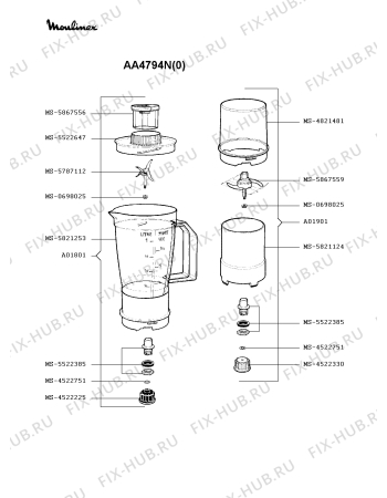 Взрыв-схема кухонного комбайна Moulinex AA4794N(0) - Схема узла KP000344.0P2