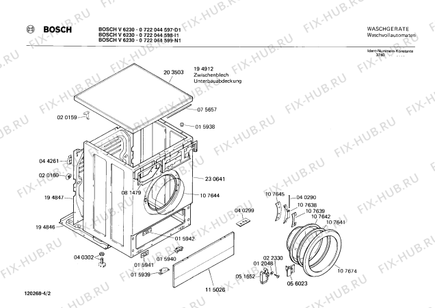 Взрыв-схема стиральной машины Bosch 0722044599 V6230 - Схема узла 02