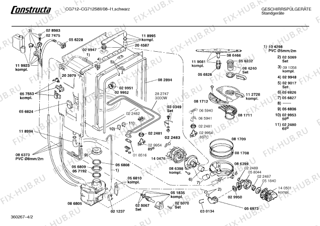 Схема №2 SN25901II с изображением Боковая часть корпуса для посудомойки Siemens 00206976