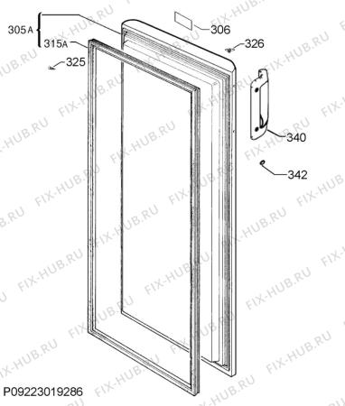 Взрыв-схема холодильника Zanussi ZFU23403WA - Схема узла Door 003