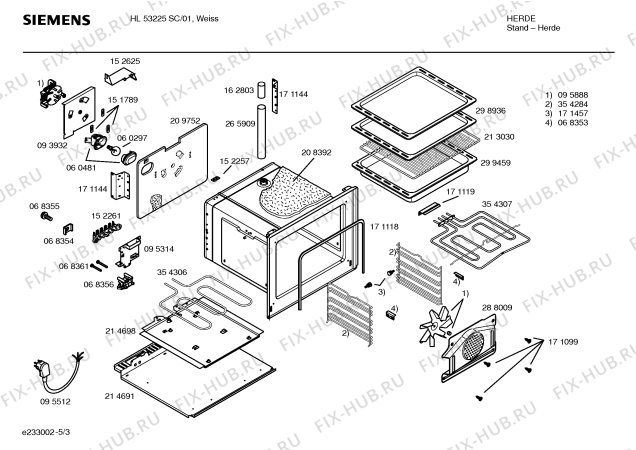 Схема №3 HL53225SC с изображением Инструкция по эксплуатации для плиты (духовки) Siemens 00523240