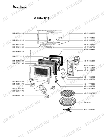 Взрыв-схема микроволновой печи Moulinex AY5521(1) - Схема узла MP002295.4P2