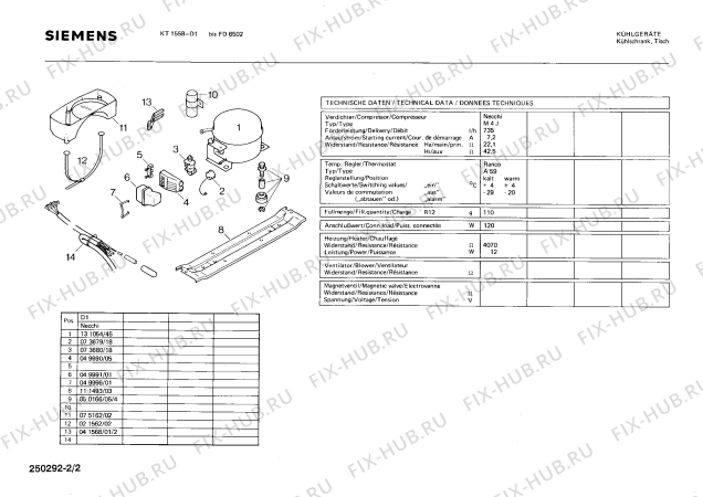Взрыв-схема холодильника Siemens KT1558 - Схема узла 02