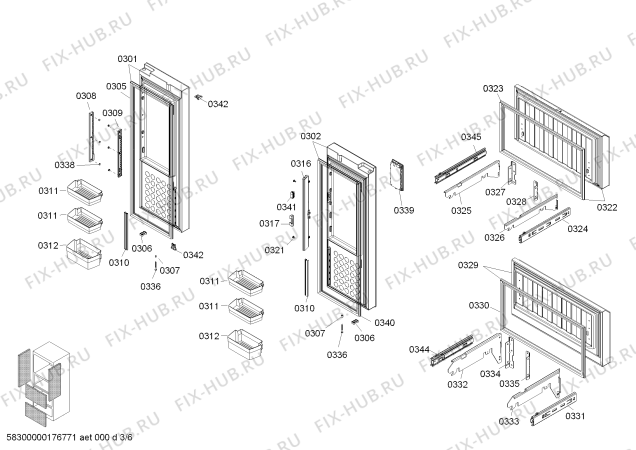Схема №2 KM40FA30TI с изображением Дверь для холодильной камеры Siemens 00713275
