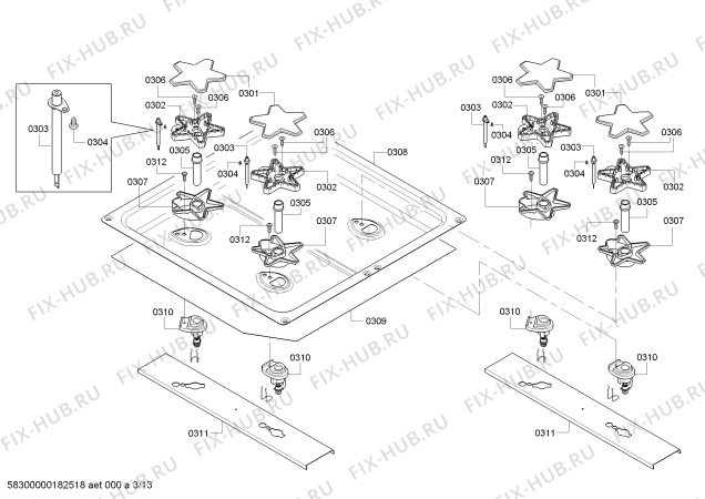 Схема №7 PRD486NLHC с изображением Вставная полка для плиты (духовки) Bosch 00713669