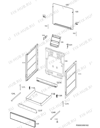 Взрыв-схема плиты (духовки) Electrolux RKG61160OW - Схема узла Housing 001