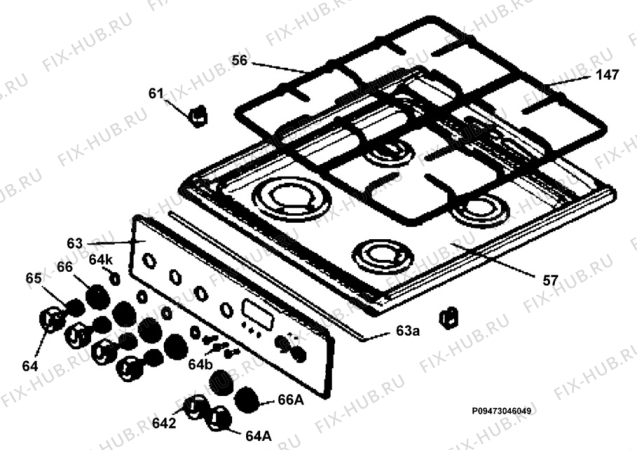 Взрыв-схема плиты (духовки) Electrolux EKK513513W - Схема узла Section 4