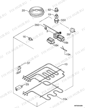 Взрыв-схема плиты (духовки) Faure CMC696X-1 - Схема узла Electrical equipment 268