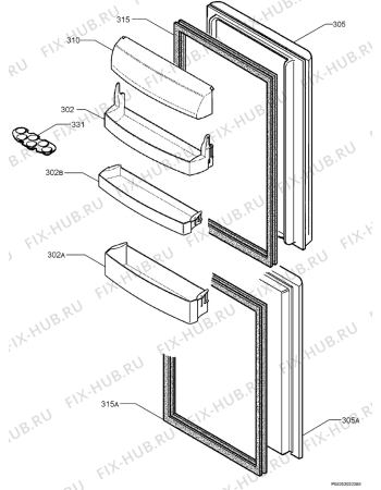 Взрыв-схема холодильника Funix F336G - Схема узла Door 003