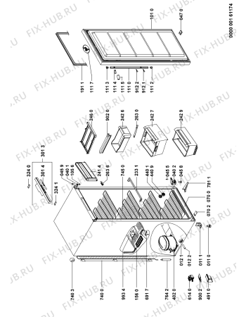 Схема №1 AFG 8164/1/IX с изображением Корпусная деталь для холодильника Whirlpool 480132100996