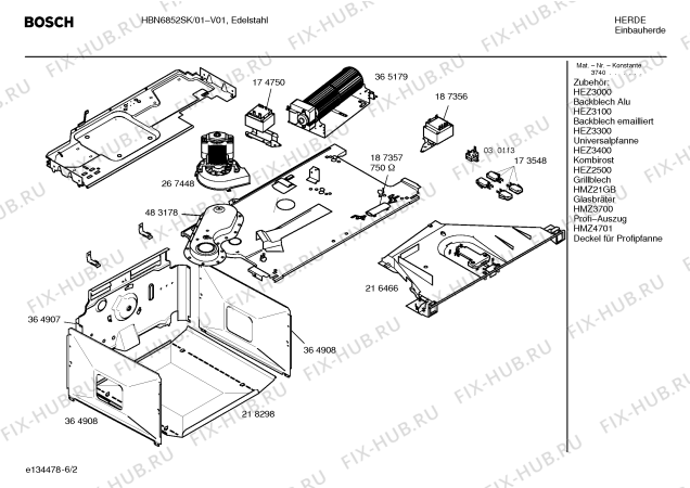 Взрыв-схема плиты (духовки) Bosch HBN6852SK - Схема узла 02