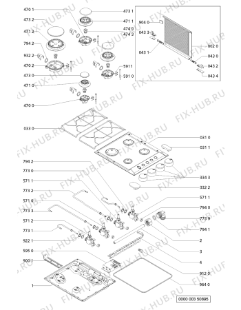 Схема №1 HOB 442/W HOB 442 W 745 330 10 с изображением Затычка для электропечи Whirlpool 481944239233