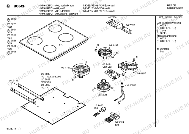 Схема №1 NKM616B с изображением Стеклокерамика для плиты (духовки) Bosch 00209912
