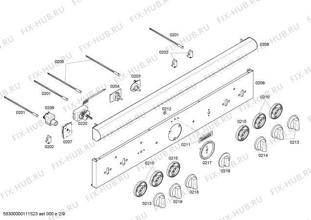 Схема №2 P364GLCLP с изображением Коллектор для плиты (духовки) Bosch 00144296