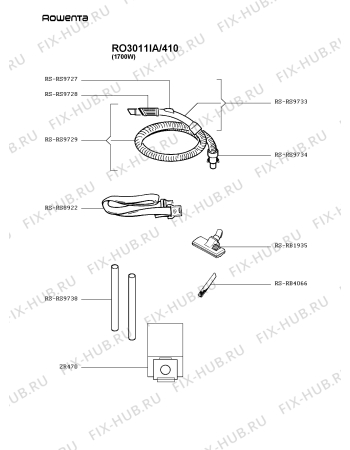 Взрыв-схема пылесоса Rowenta RO3011IA/410 - Схема узла 3P002509.5P2