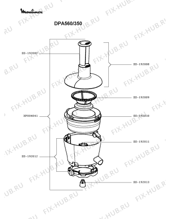 Взрыв-схема блендера (миксера) Moulinex DPA560/350 - Схема узла GP003468.4P4