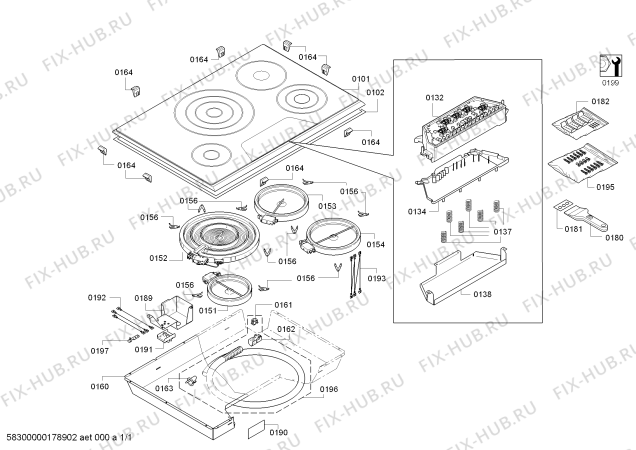Схема №1 CET304NS Thermador с изображением Стеклокерамика для плиты (духовки) Bosch 00771411