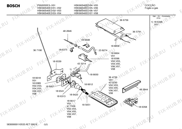 Взрыв-схема плиты (духовки) Bosch HSK66S40ED PREMIUM KLASSE PLUS - Схема узла 05