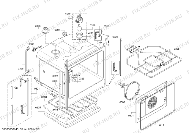 Взрыв-схема плиты (духовки) Bosch HBR21B350J - Схема узла 03