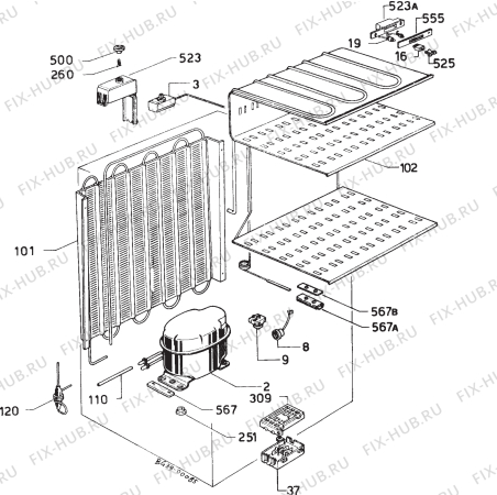 Взрыв-схема холодильника Zanussi ZS13VH - Схема узла Refrigerator cooling system