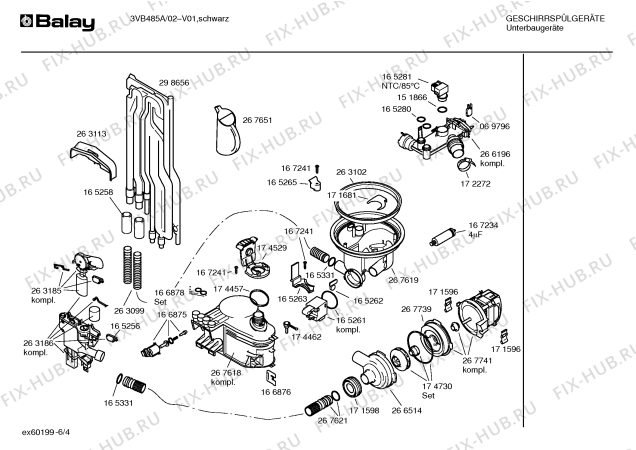 Схема №4 3VB485A с изображением Инструкция по эксплуатации для посудомойки Bosch 00526385