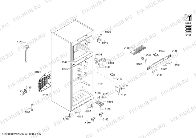Схема №2 KD56NPI32N с изображением Дверь морозильной камеры для холодильника Siemens 00777402