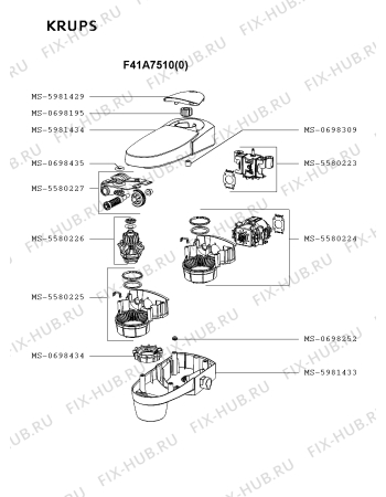 Взрыв-схема кухонного комбайна Krups F41A7510(0) - Схема узла YP000539.8P2
